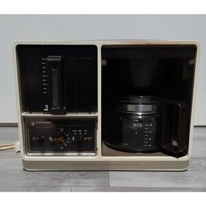 Vtg Black & Decker Spacemaker Drip Coffee Maker Analog Clock Brown Beige 10 Cup